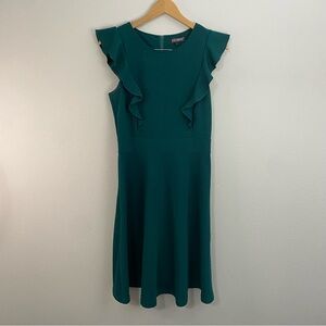 Yathon Green Midi Dress With Ruffles‎ Women's Size Large